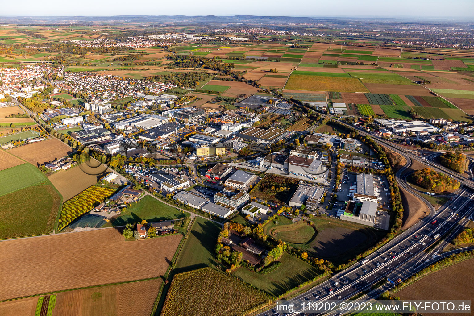 Industrial estate and company settlement East in Korntal-Muenchingen in the state Baden-Wurttemberg, Germany