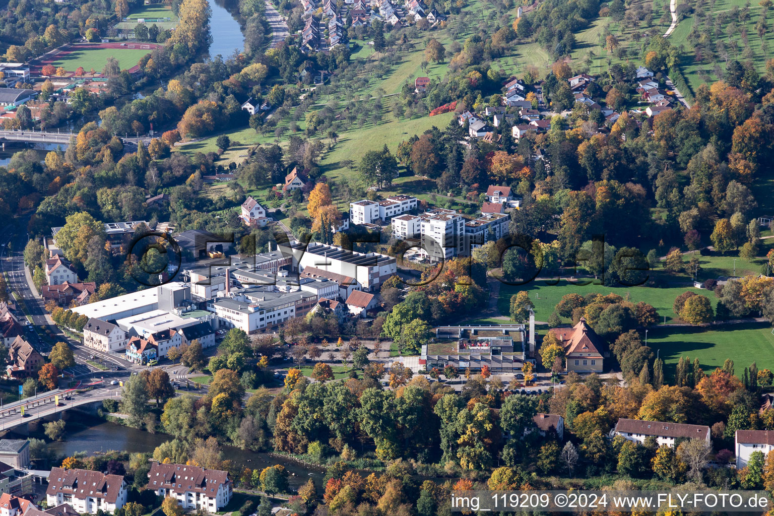 Aerial view of Nürtingen in the state Baden-Wuerttemberg, Germany