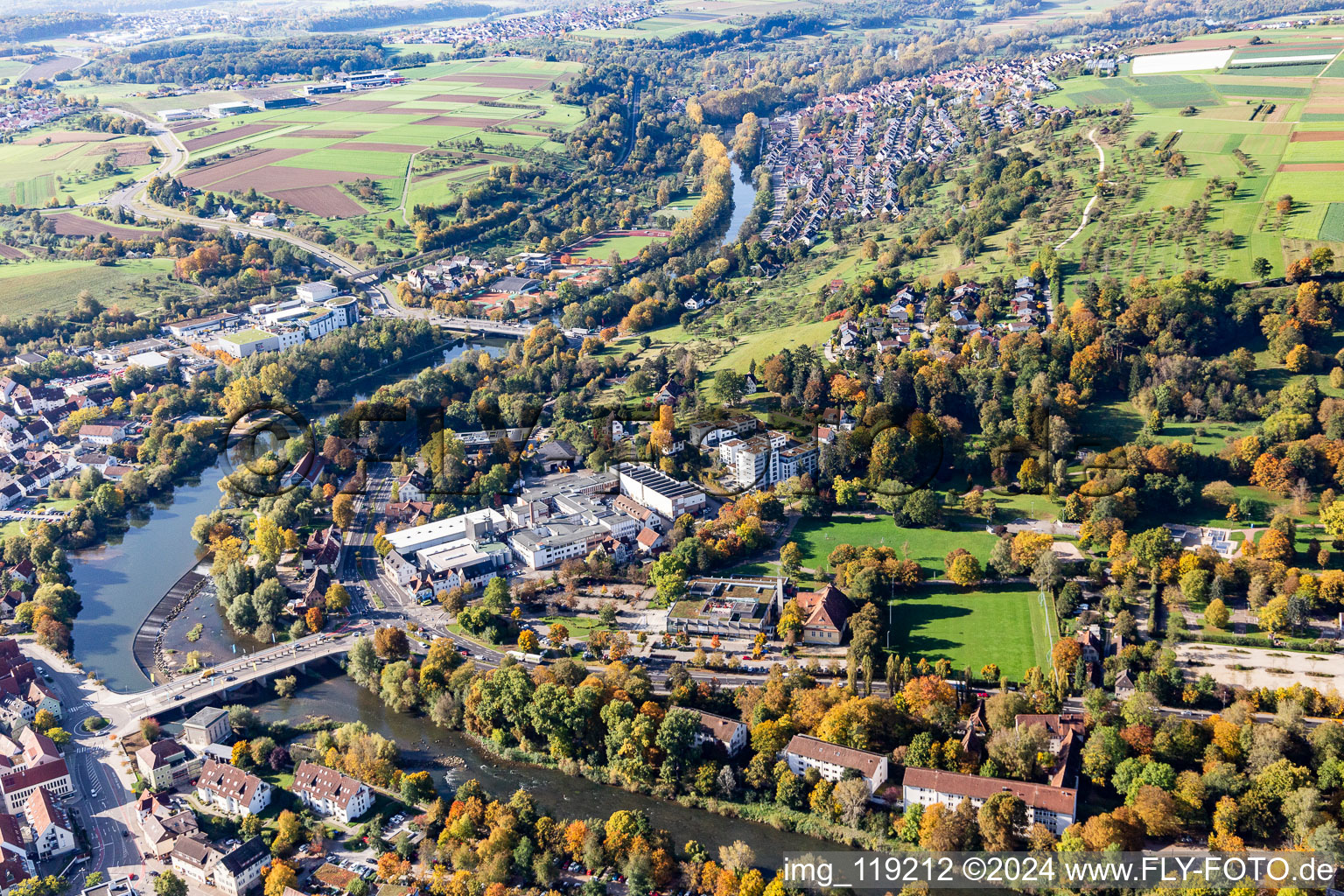 Aerial photograpy of Nürtingen in the state Baden-Wuerttemberg, Germany