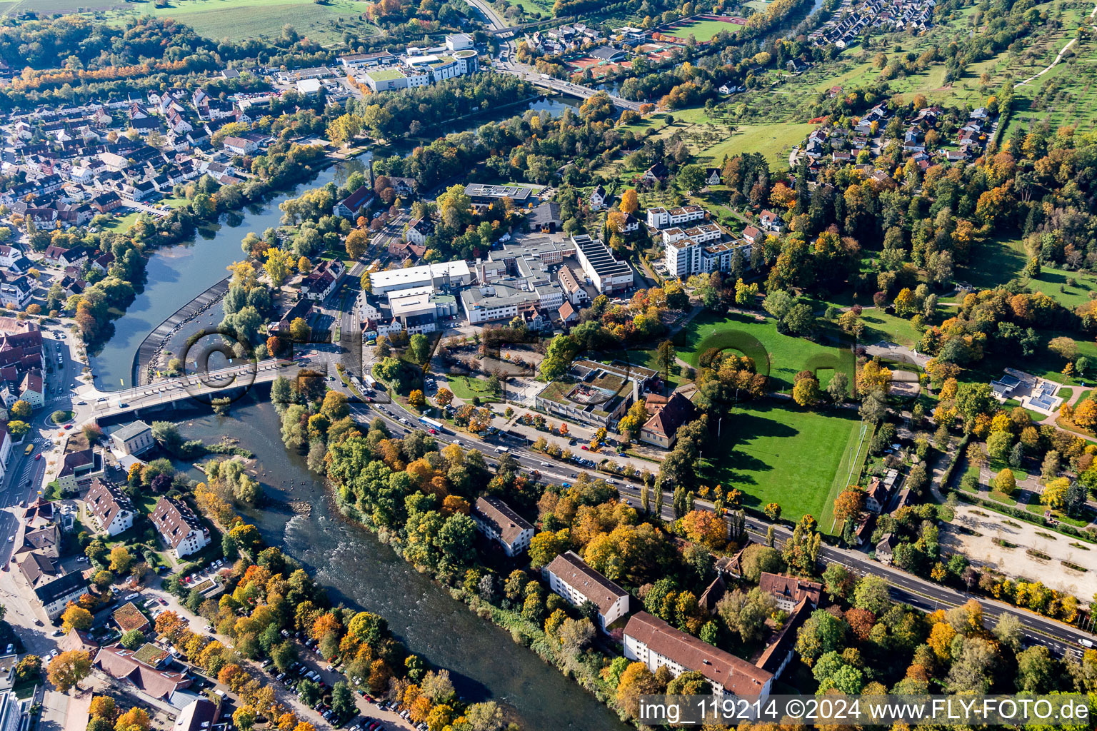 Oblique view of Nürtingen in the state Baden-Wuerttemberg, Germany