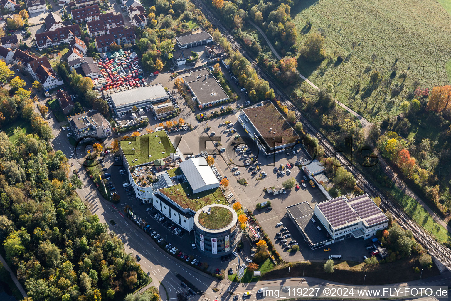 Industrial estate and company settlement Zementwerk in Nuertingen in the state Baden-Wurttemberg, Germany