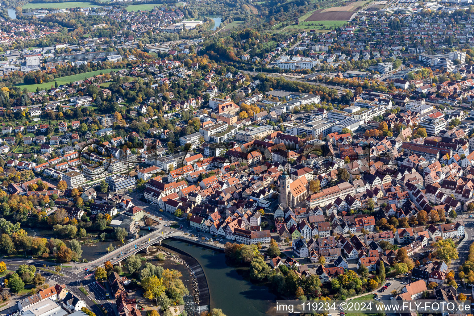 Nürtingen in the state Baden-Wuerttemberg, Germany out of the air