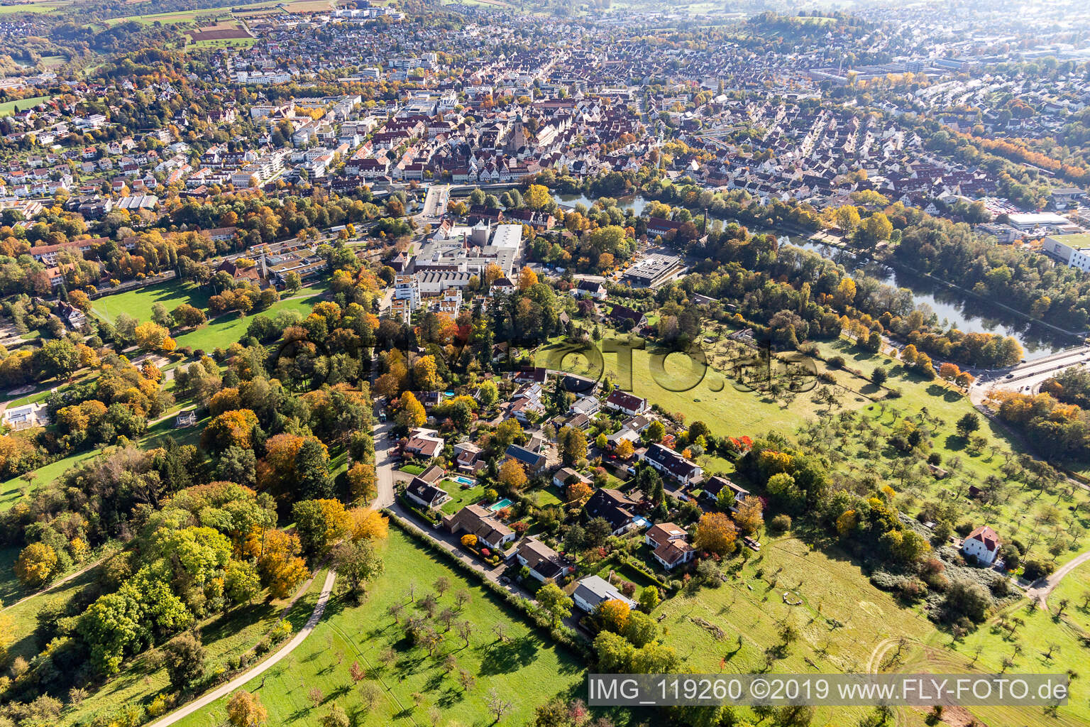 Aerial photograpy of At Galgenberg in Nürtingen in the state Baden-Wuerttemberg, Germany