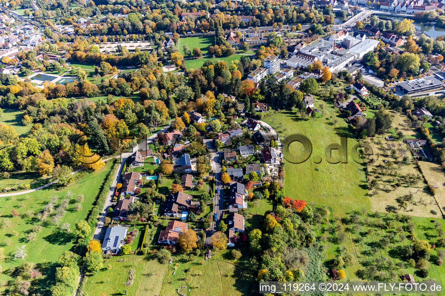 Oblique view of At Galgenberg in Nürtingen in the state Baden-Wuerttemberg, Germany