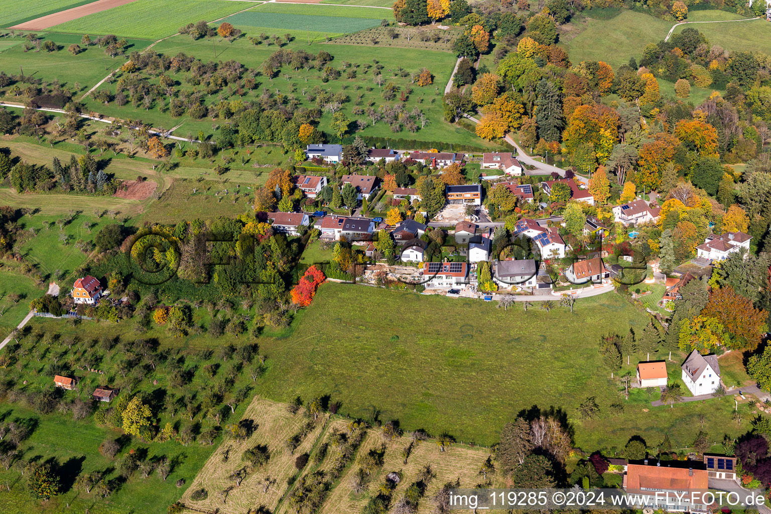 At Galgenberg in Nürtingen in the state Baden-Wuerttemberg, Germany from above