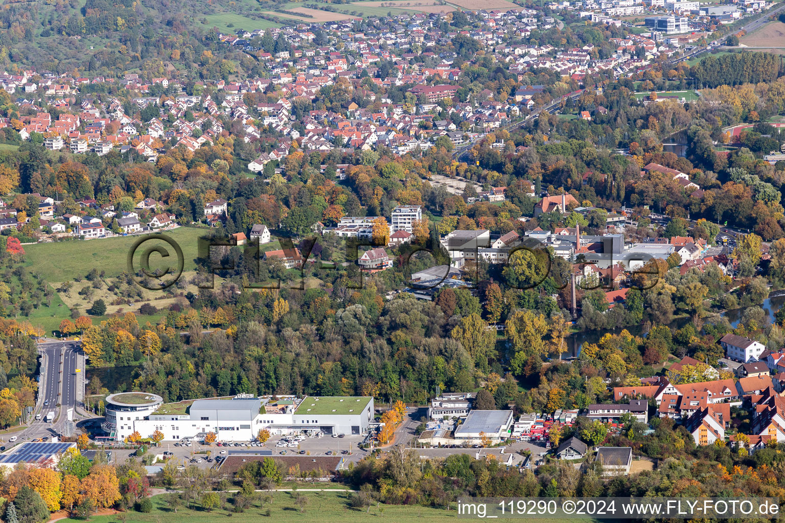 Nürtingen in the state Baden-Wuerttemberg, Germany from the plane