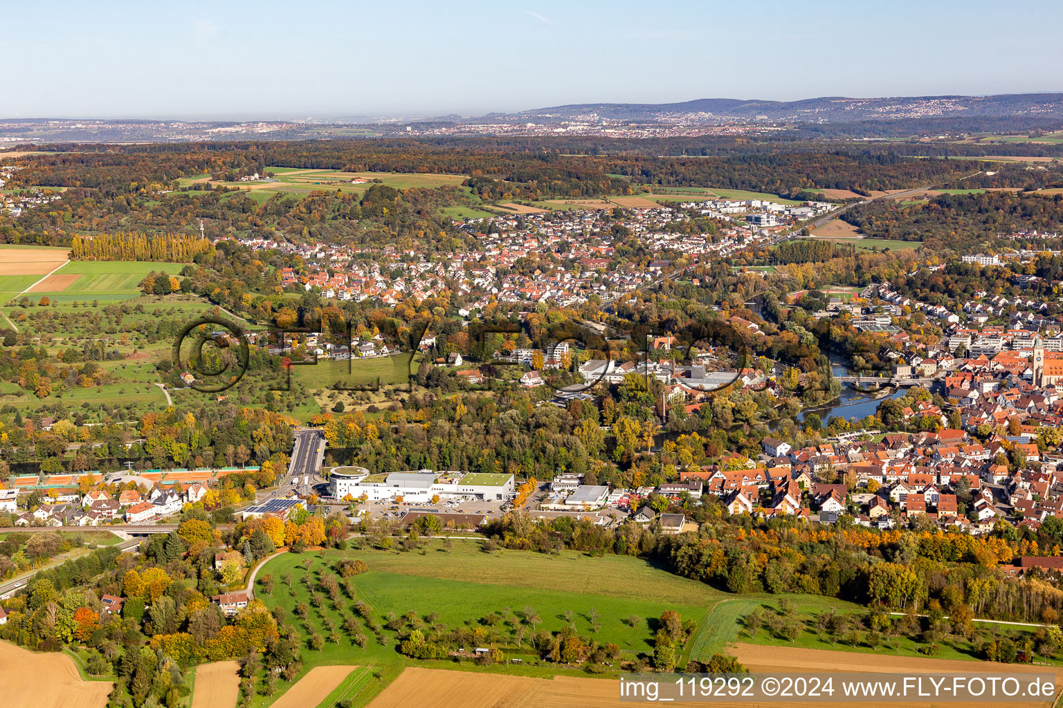 Bird's eye view of Nürtingen in the state Baden-Wuerttemberg, Germany