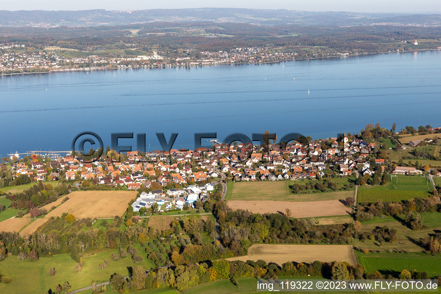 Village on the lake bank areas of Lake of Constance in Dingelsdorf in the state Baden-Wurttemberg, Germany