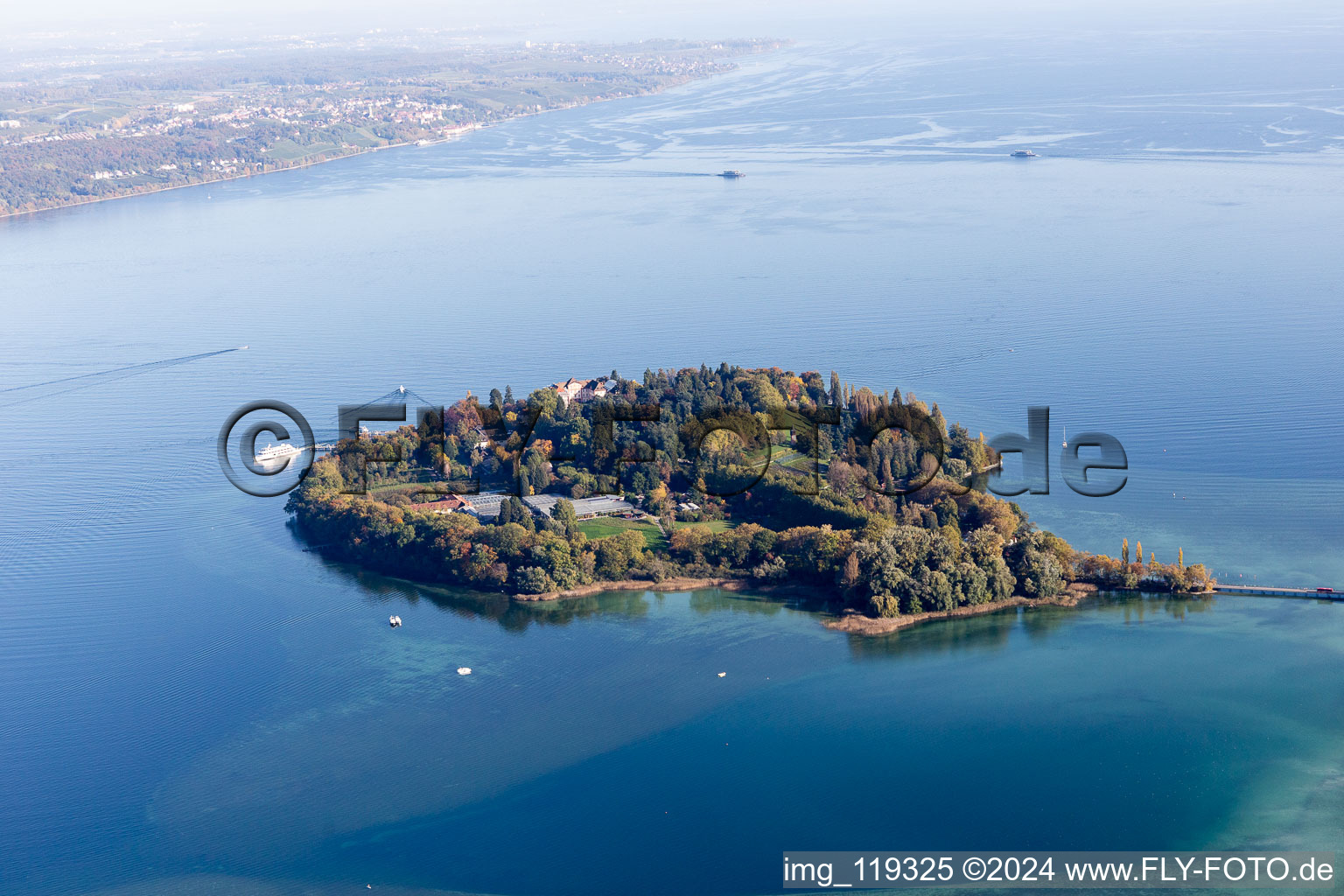 Island area Mainau with the village center in Konstanz in the state Baden-Wurttemberg, Germany