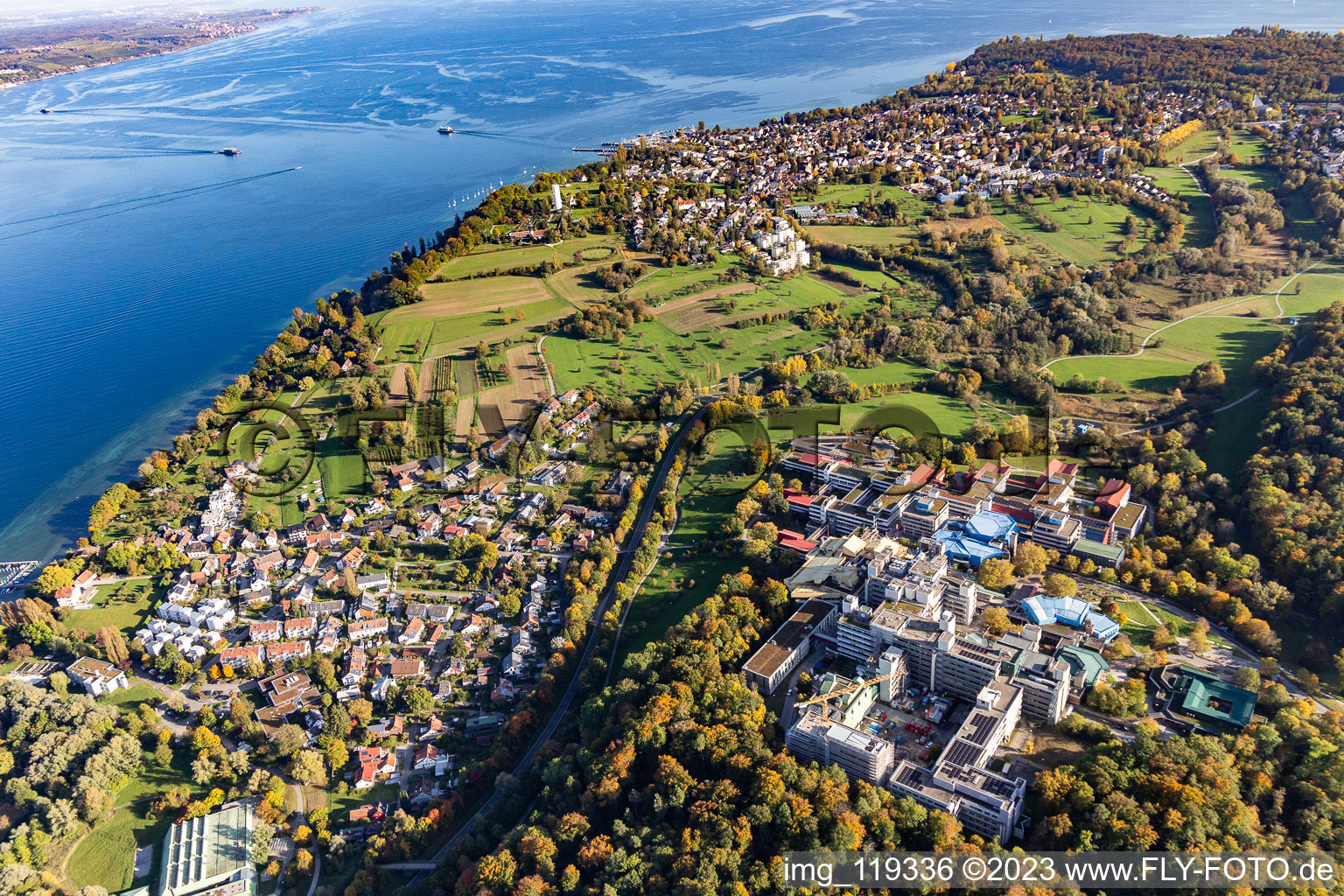 Aerial view of The University of Konstanz in Konstanz in Baden-Wuerttemberg