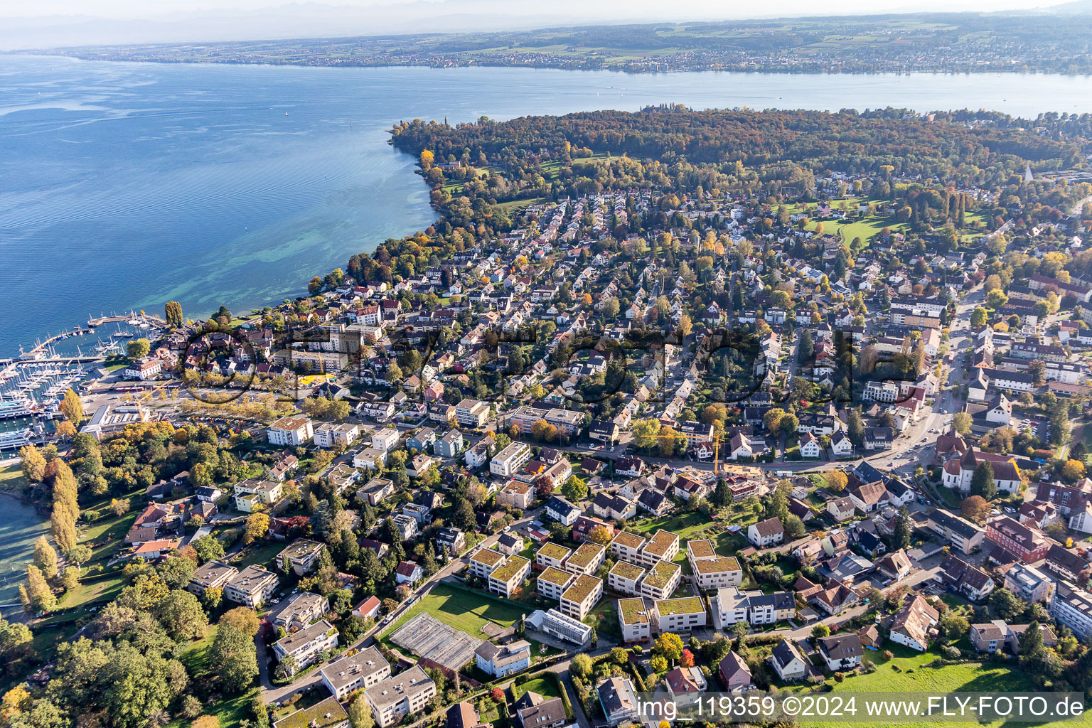 Village on the lake bank areas called Hoernle on Lake of Constance in the district Staad in Konstanz in the state Baden-Wurttemberg, Germany