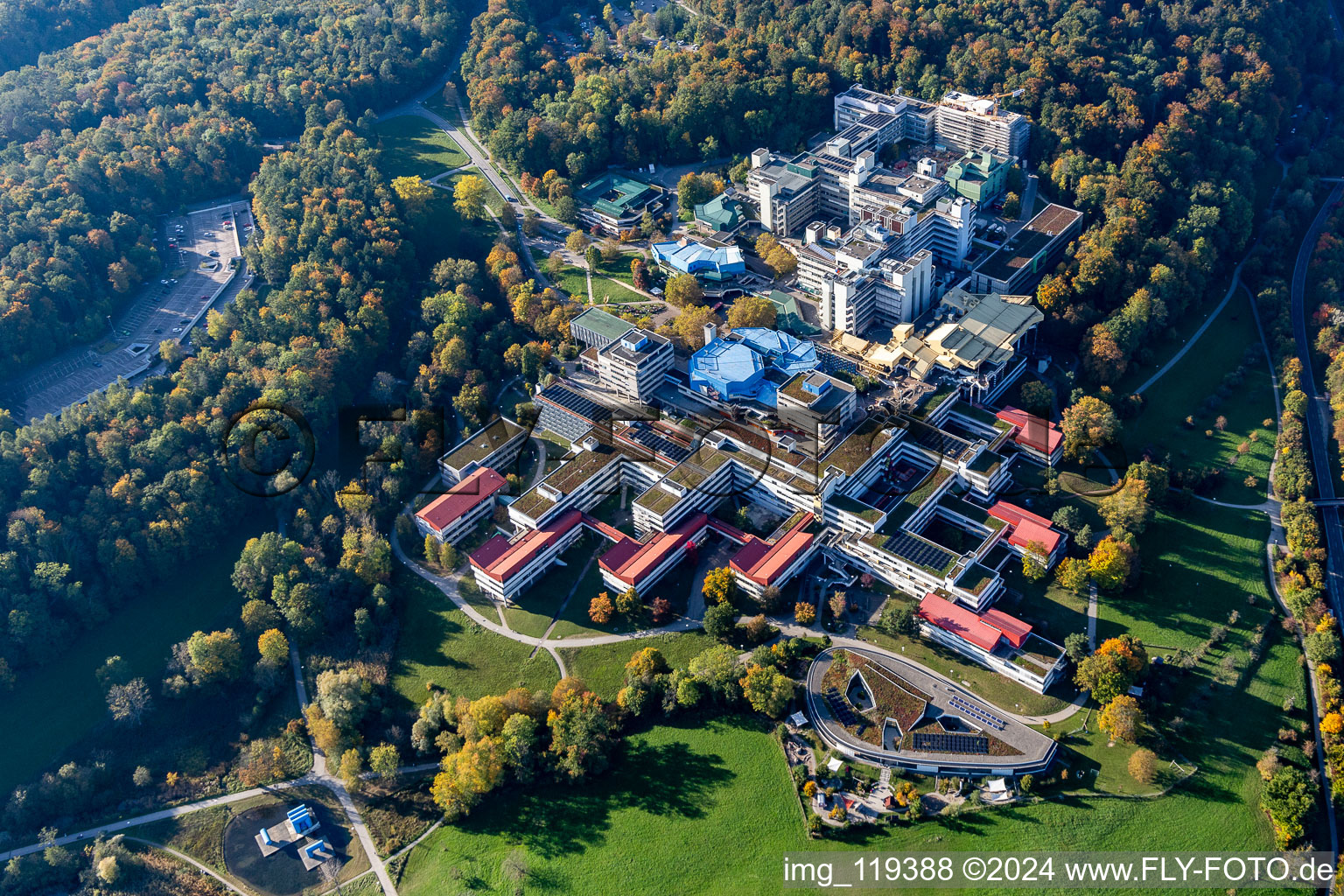 Oblique view of Campus building of the university " Universitaet Konstanz " in the district Egg in Konstanz in the state Baden-Wurttemberg, Germany