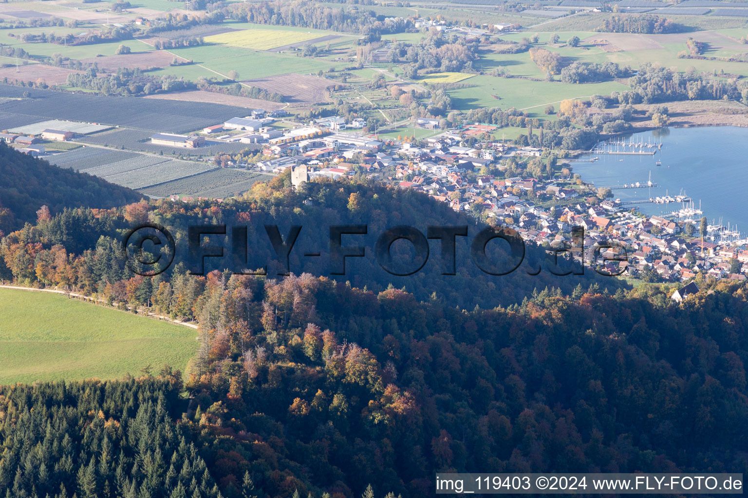 Aerial view of Runie Altbodman in Bodman-Ludwigshafen in the state Baden-Wuerttemberg, Germany