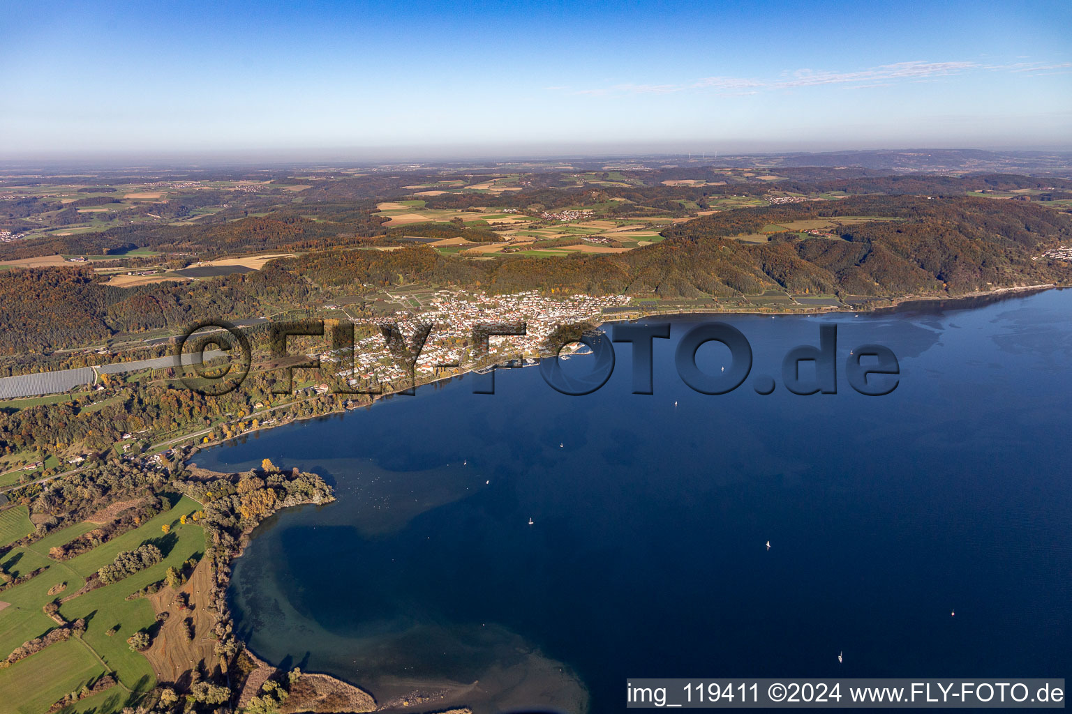 District Ludwigshafen in Bodman-Ludwigshafen in the state Baden-Wuerttemberg, Germany from the drone perspective