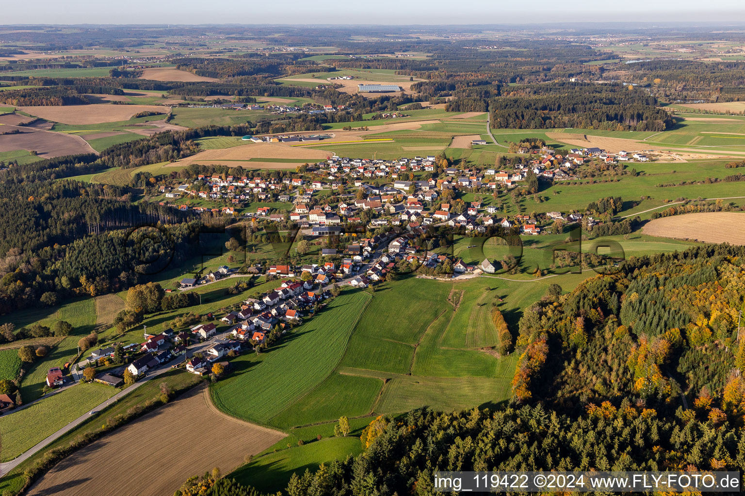 Oblique view of District Zoznegg in Mühlingen in the state Baden-Wuerttemberg, Germany