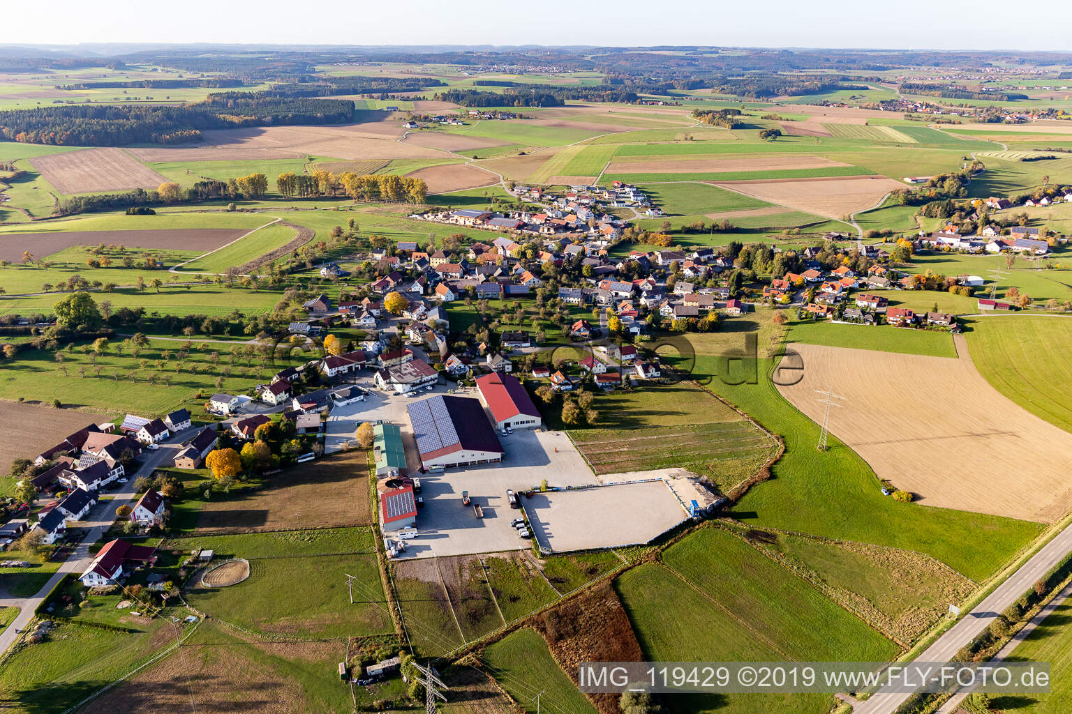 Aerial view of Boll in Sauldorf in the state Baden-Wuerttemberg, Germany