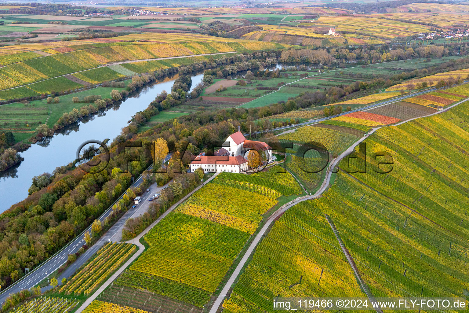 Aerial photograpy of Hotel Vogelsburg in Escherndorf in the state Bavaria, Germany