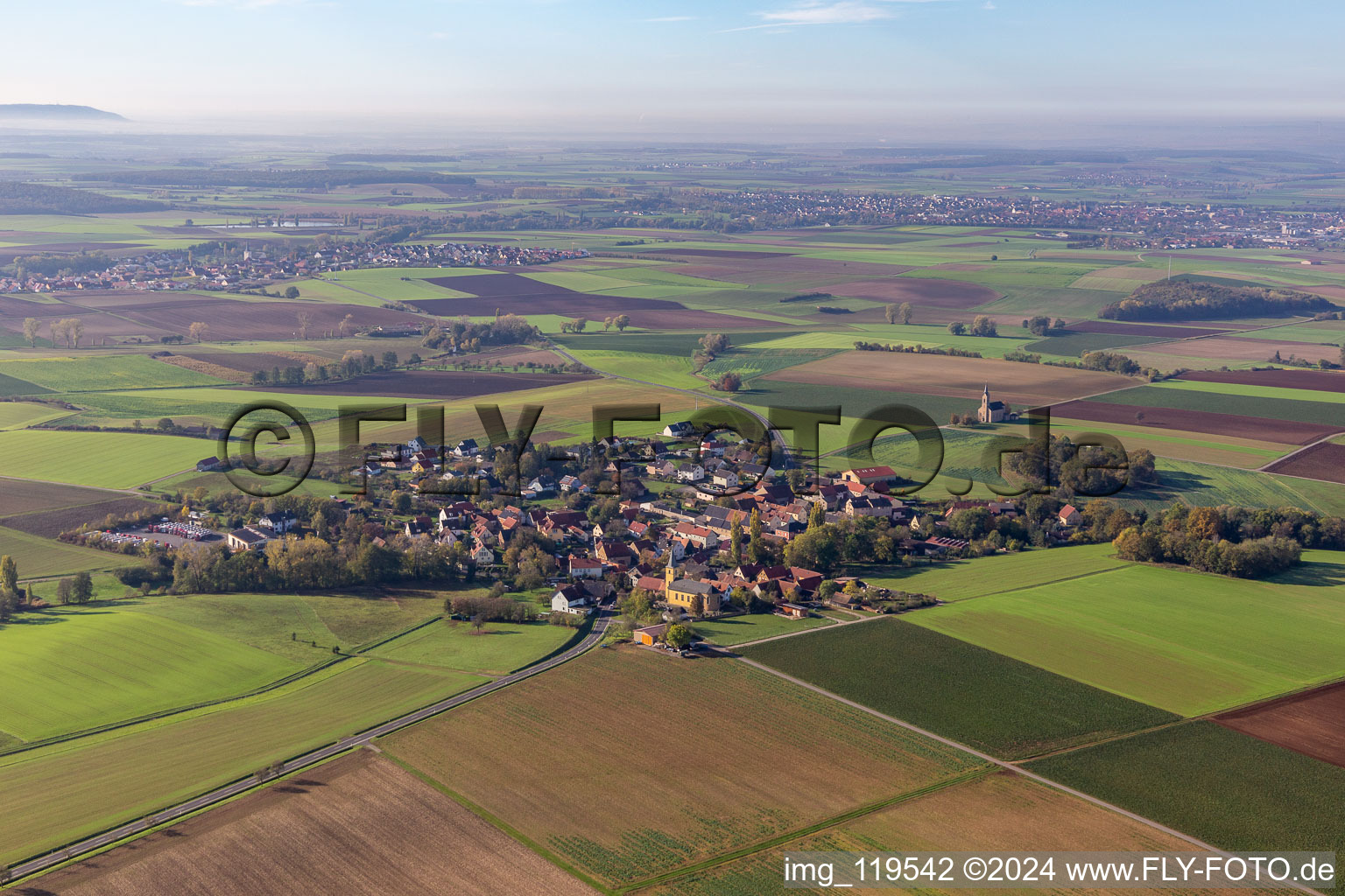 Aerial view of District Bischwind in Dingolshausen in the state Bavaria, Germany