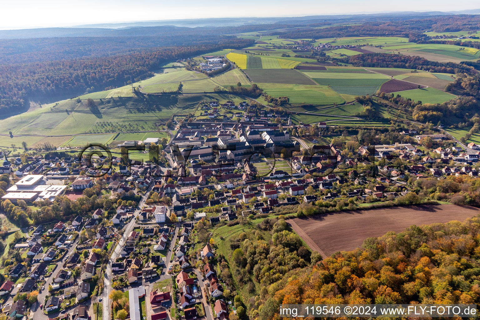 Aerial view of Ebrach in the state Bavaria, Germany