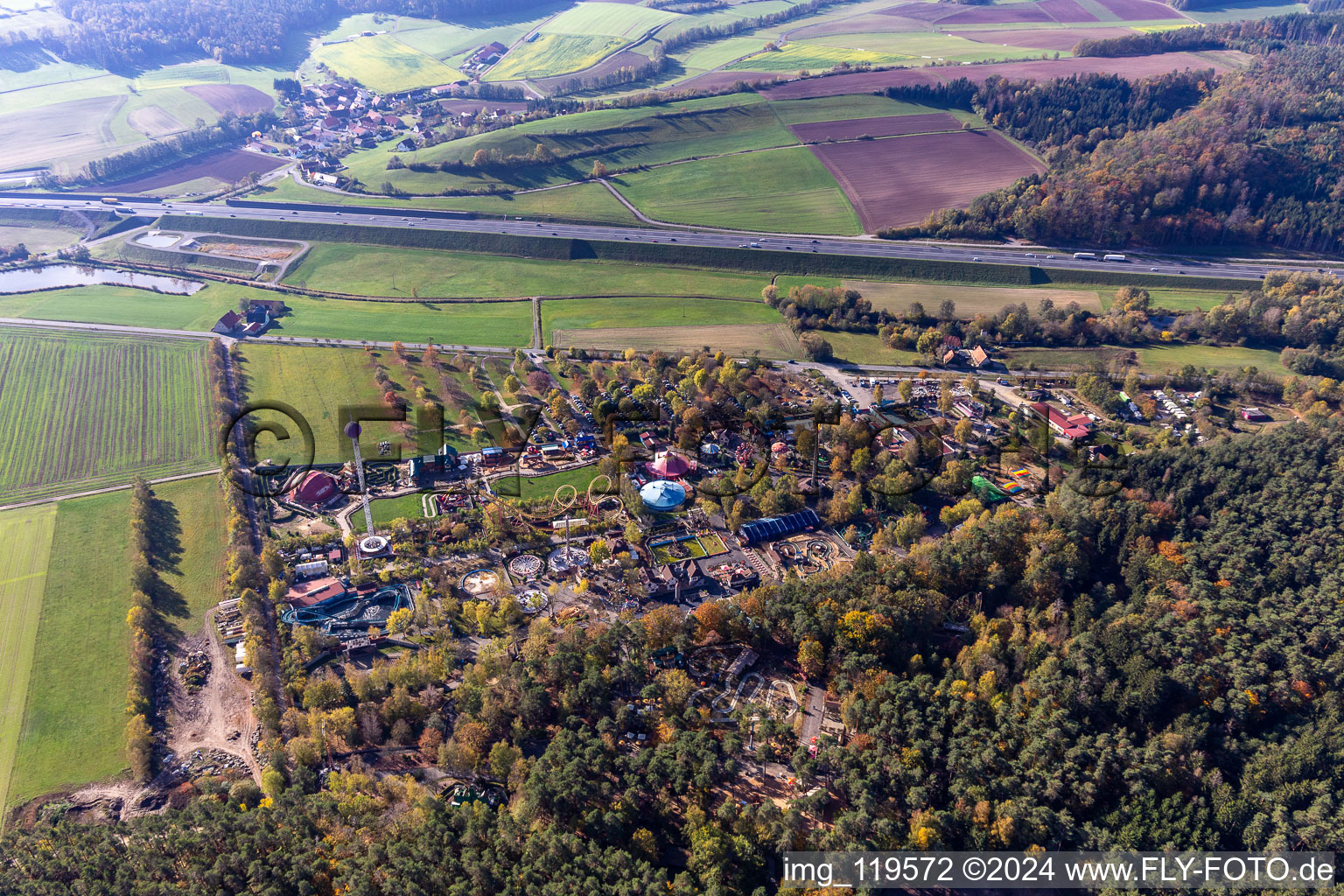 Aerial view of Leisure land Geiselwind in Geiselwind in the state Bavaria, Germany