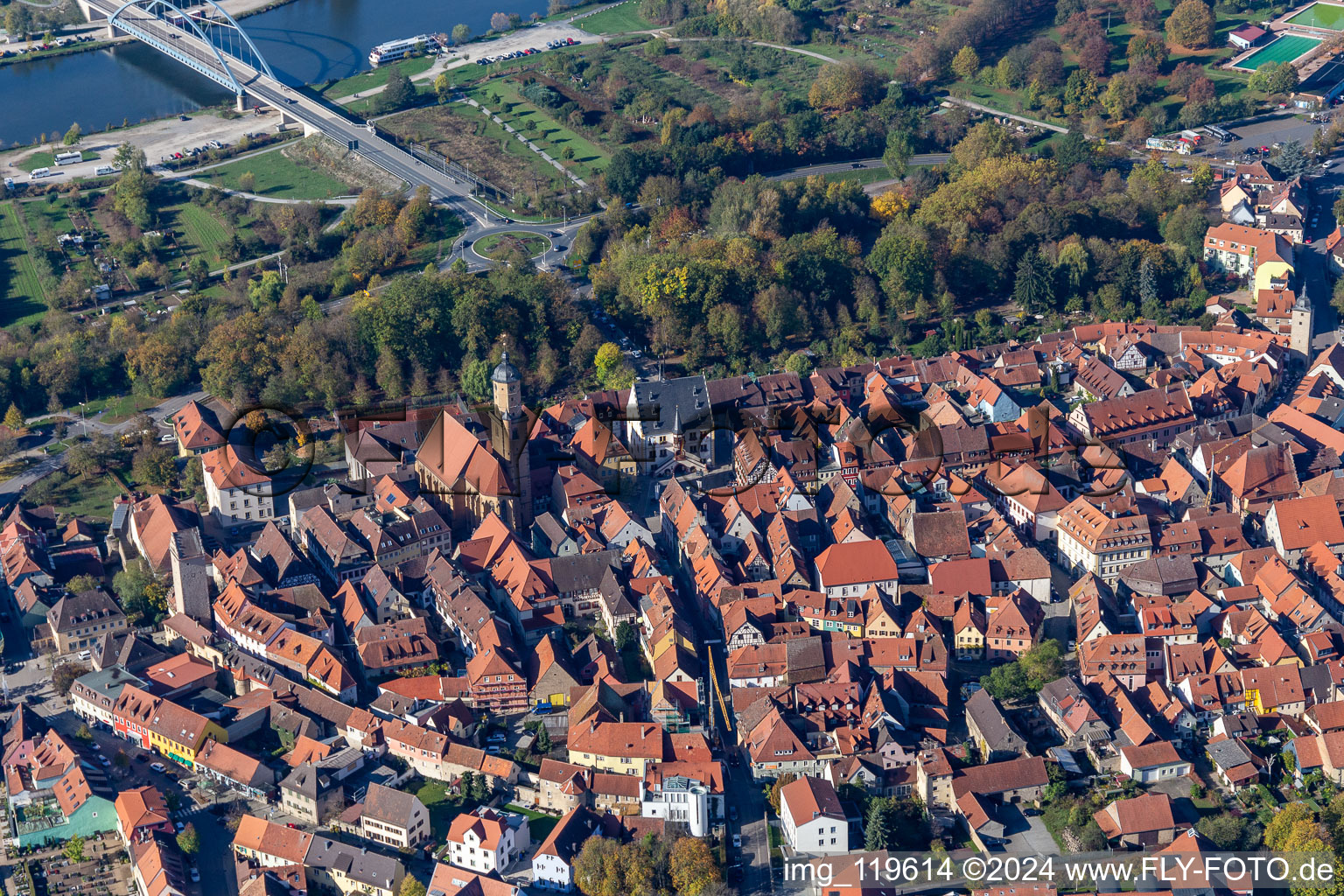 Old Town in Volkach in the state Bavaria, Germany