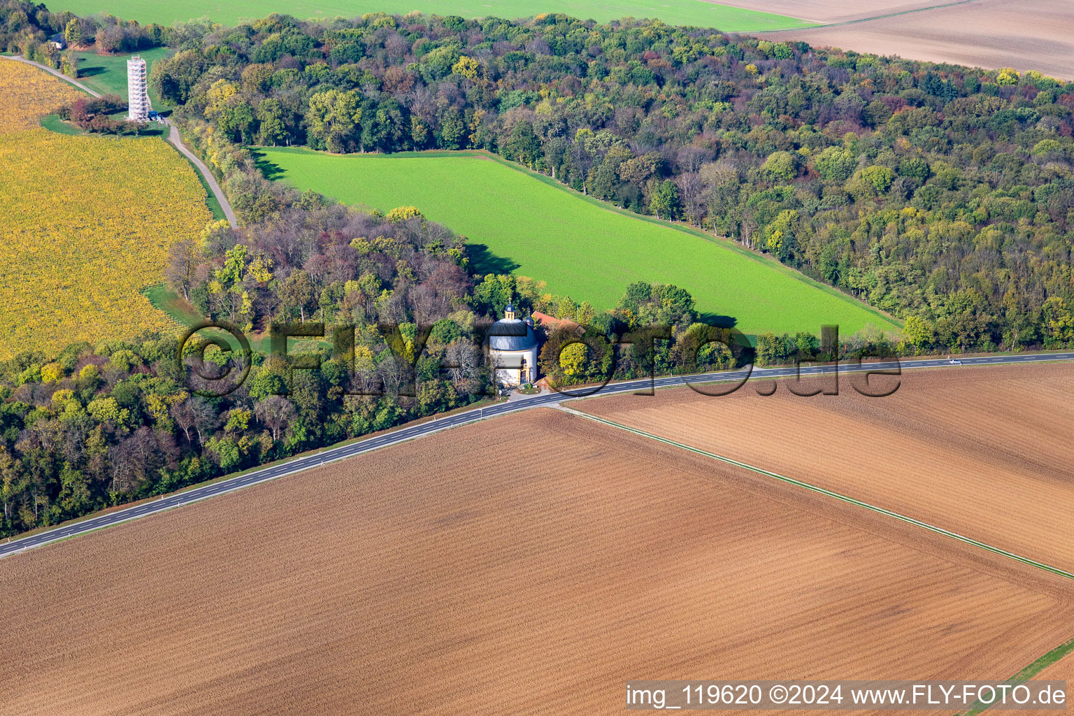 Gaibach Castle Park in Volkach in the state Bavaria, Germany out of the air