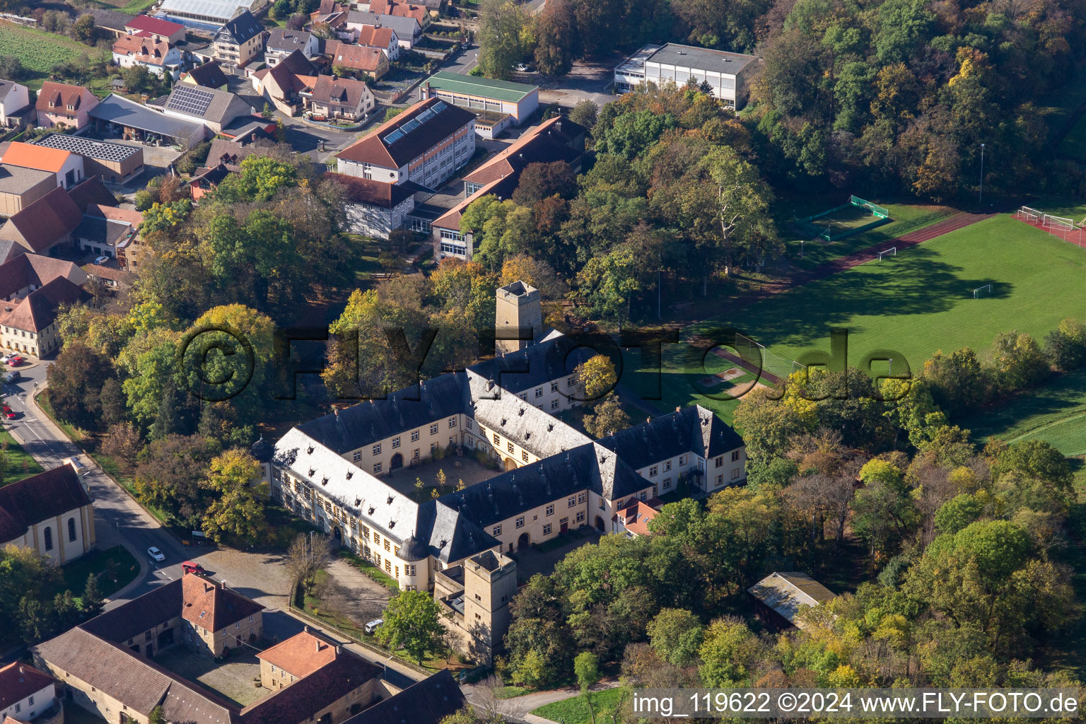 Palace Graeflich Schoenbornsches Schloss Gaibach in Volkach in the state Bavaria, Germany