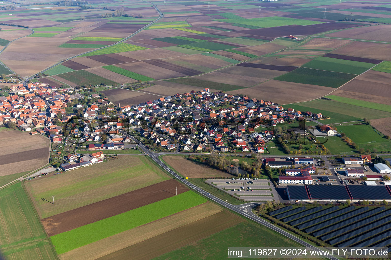 Aerial photograpy of Kolitzheim in the state Bavaria, Germany