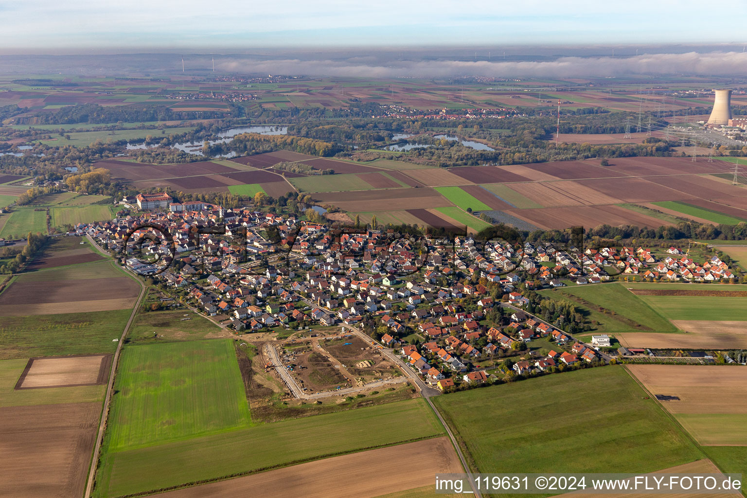 District Heidenfeld in Röthlein in the state Bavaria, Germany from above