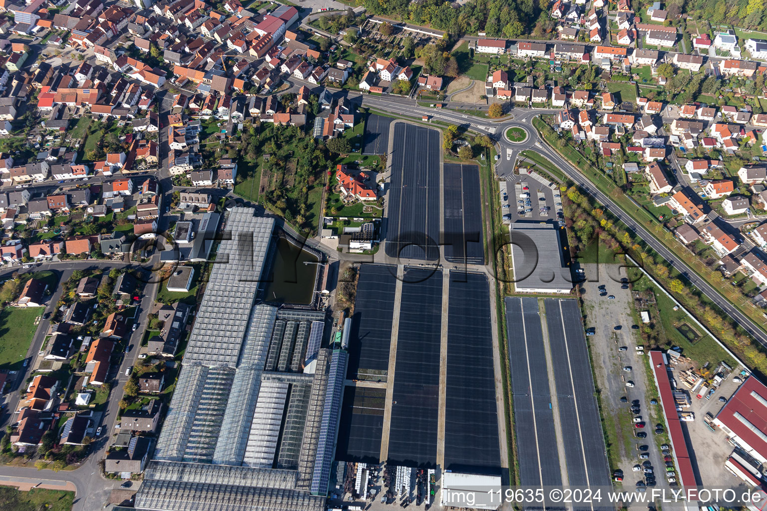 Röthlein in the state Bavaria, Germany seen from above