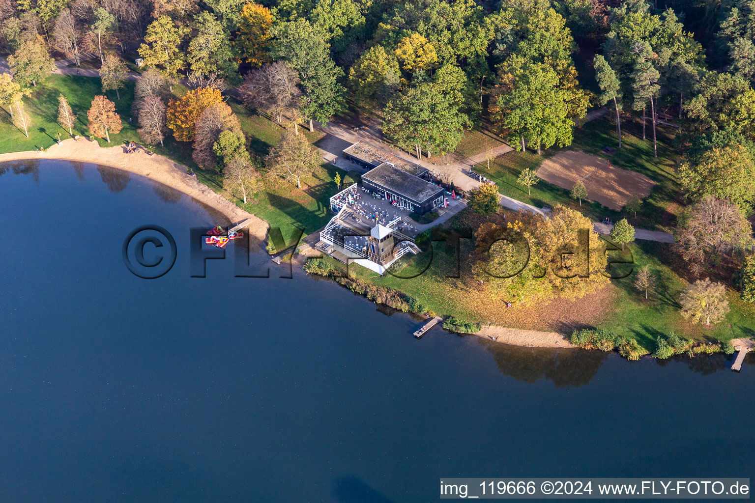 Beach Cafe at the lake in Schweinfurt in the state Bavaria, Germany