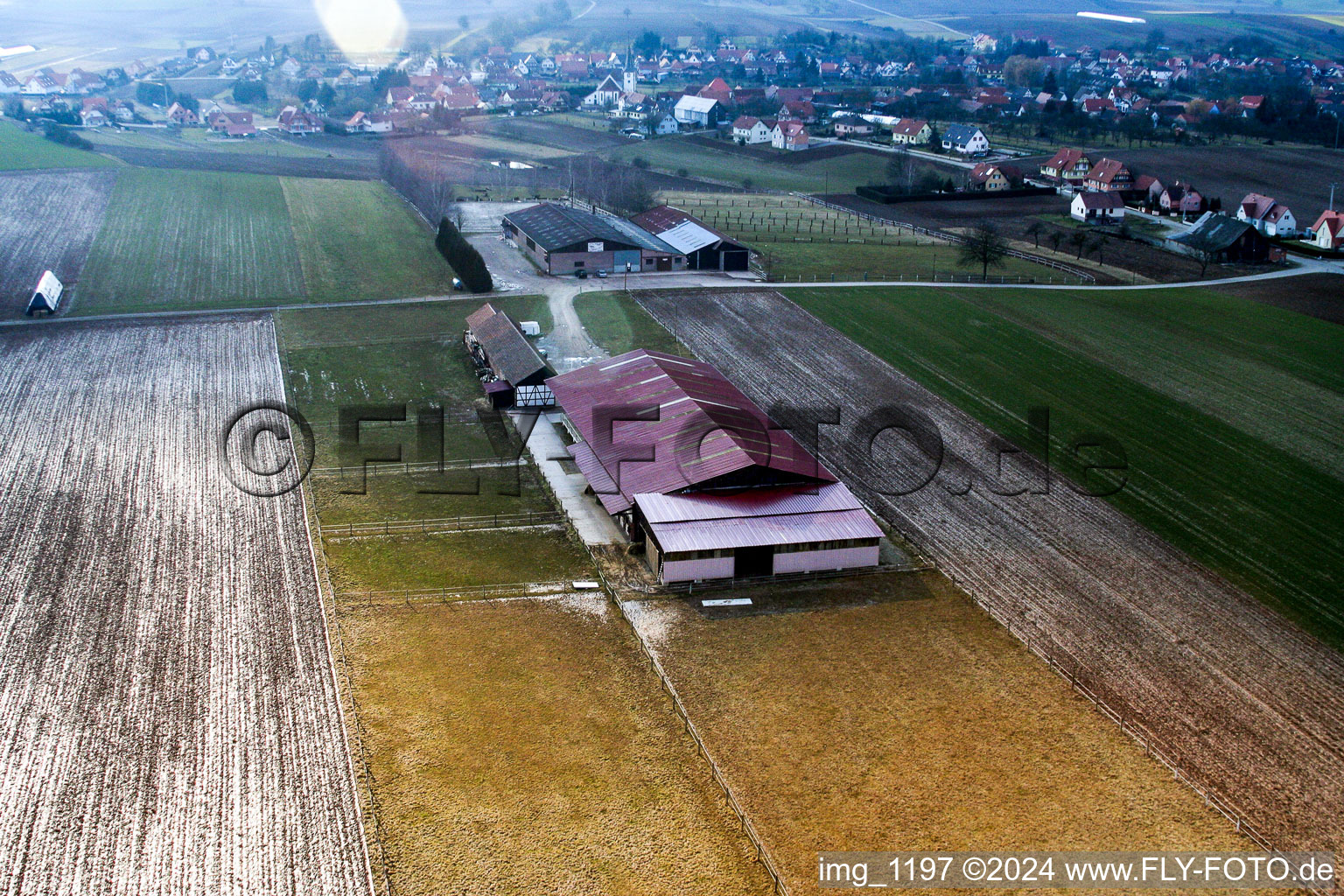 Aerial photograpy of Ranch in Seebach in the state Bas-Rhin, France