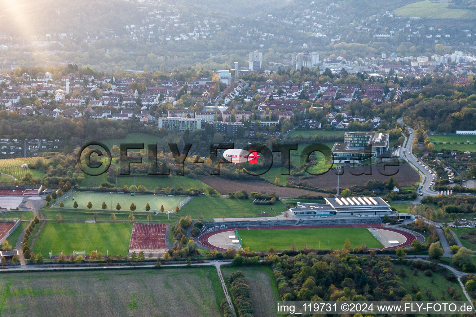 Aerial view of District Frauenland in Würzburg in the state Bavaria, Germany