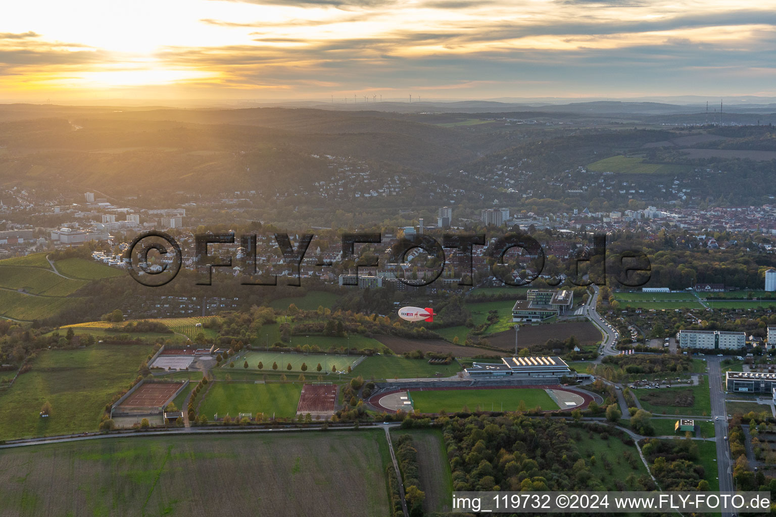 Aerial photograpy of District Frauenland in Würzburg in the state Bavaria, Germany