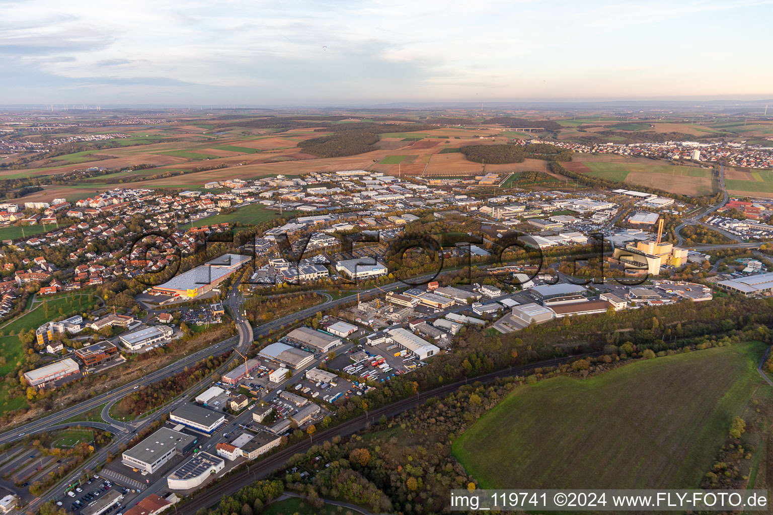 Gattinger Straße commercial area in Lengfeld in the state Bavaria, Germany