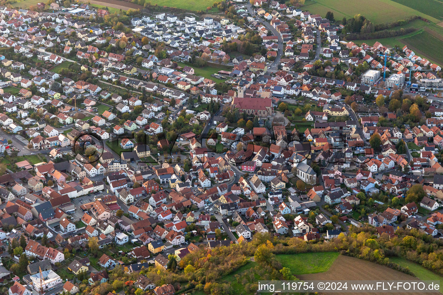 Church building in the village of in Estenfeld in the state Bavaria, Germany