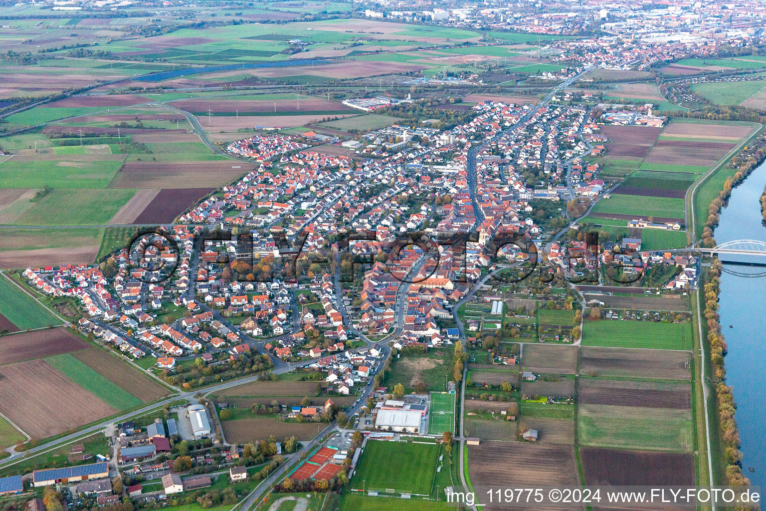 Bergrheinfeld in the state Bavaria, Germany from above