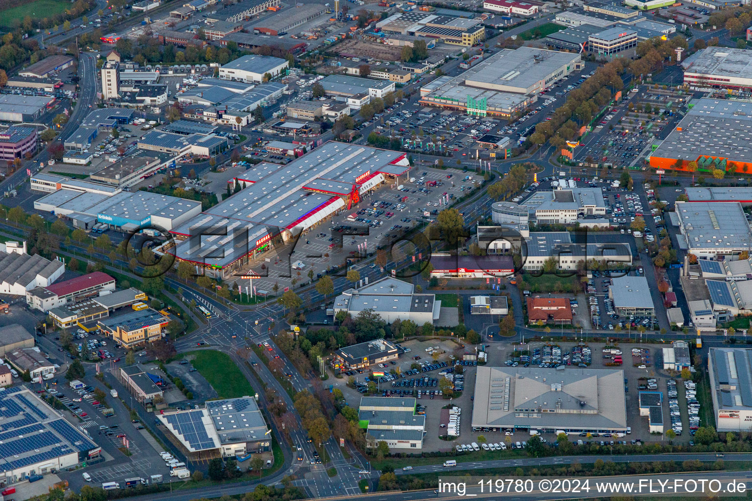 Aerial photograpy of Bauhaus in Schweinfurt in the state Bavaria, Germany