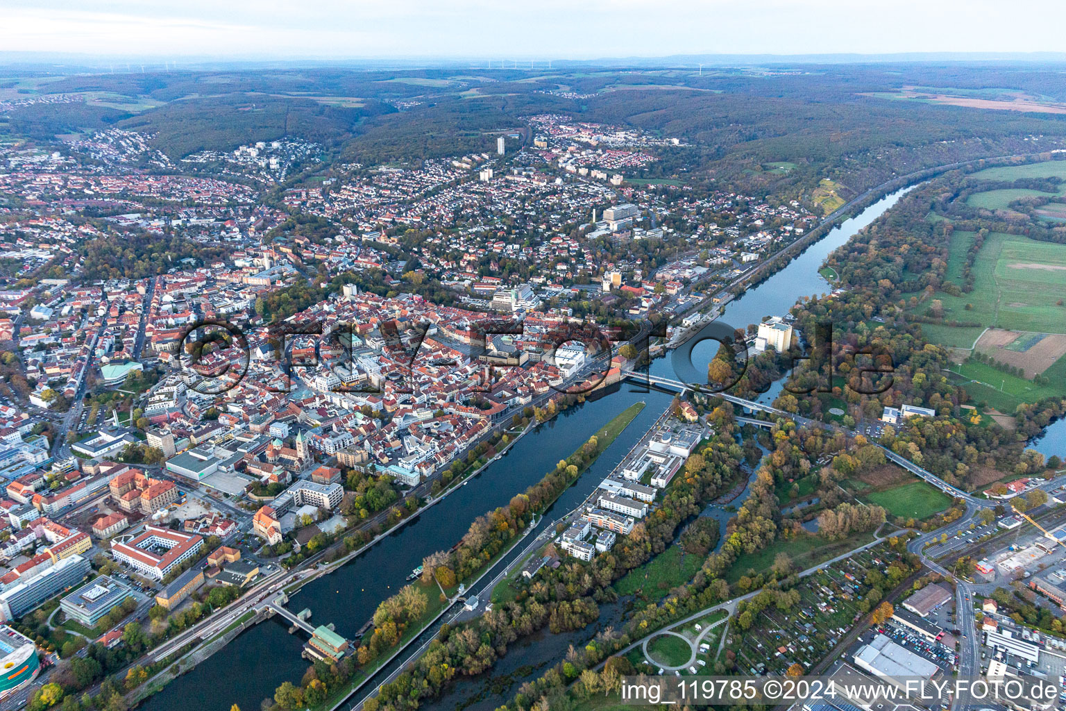 Schweinfurt in the state Bavaria, Germany from the drone perspective