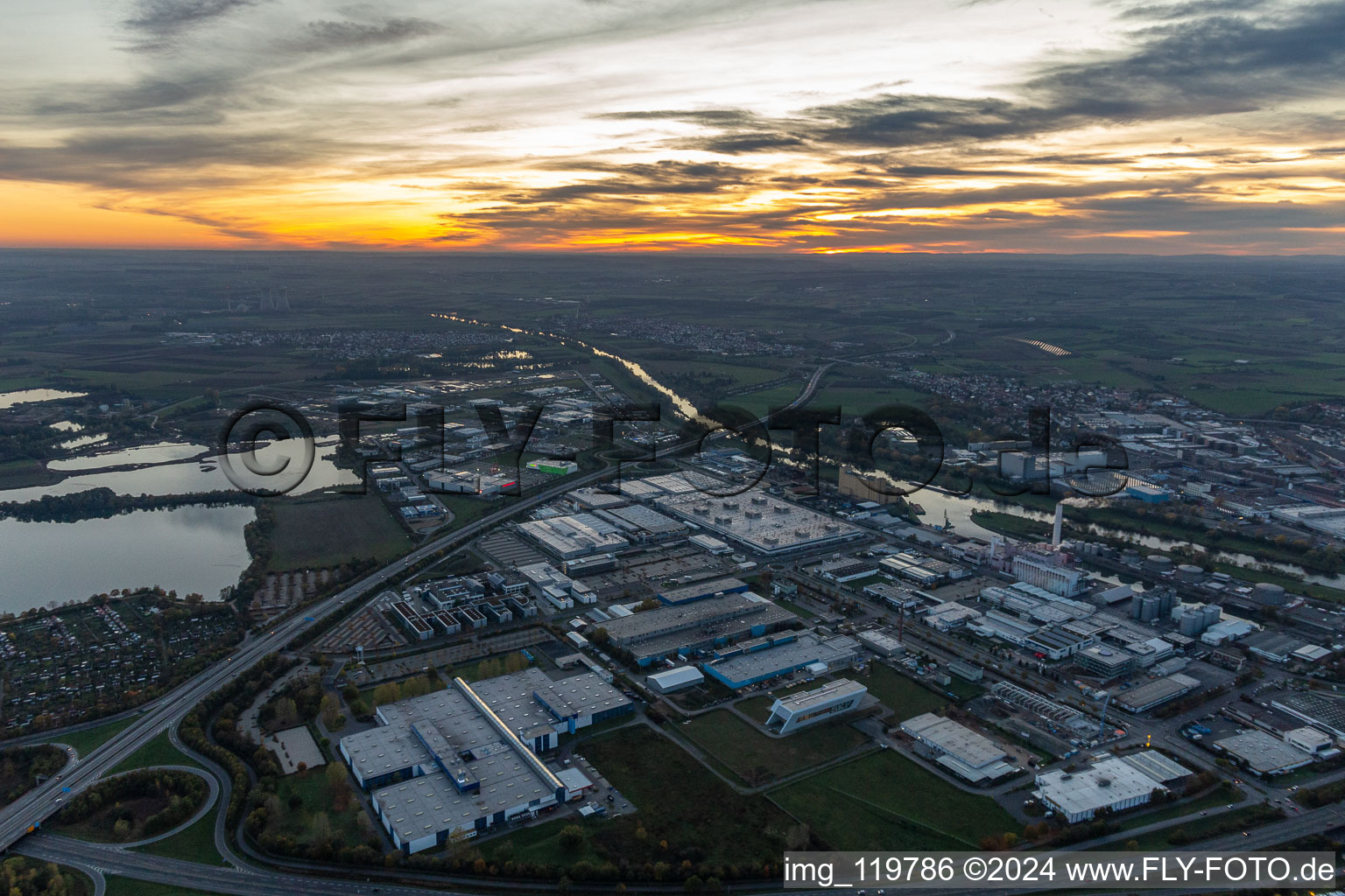 Harbor in Schweinfurt in the state Bavaria, Germany out of the air