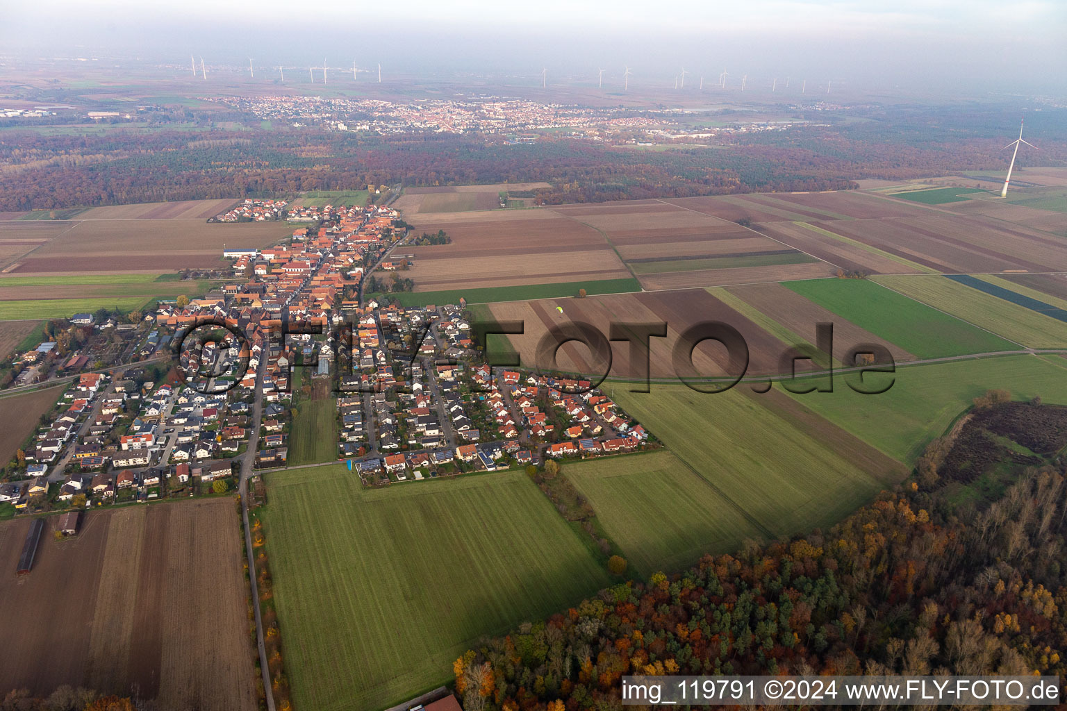 Drone recording of District Hayna in Herxheim bei Landau in the state Rhineland-Palatinate, Germany