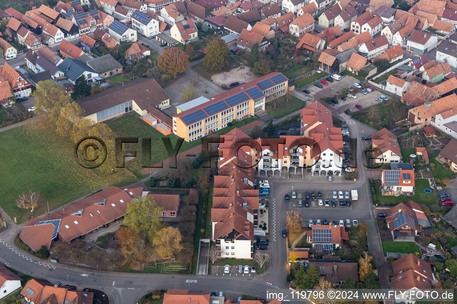 Aerial photograpy of Rheinzabern in the state Rhineland-Palatinate, Germany