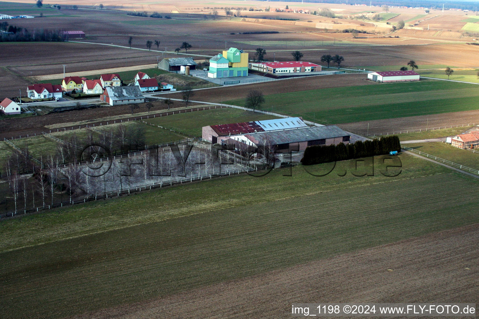 Oblique view of Ranch in Seebach in the state Bas-Rhin, France