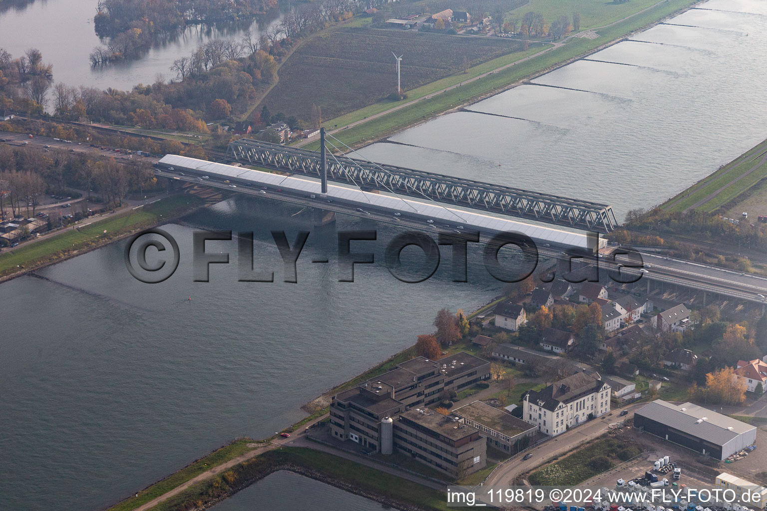 Construction site of the Rhine bridge B10 in the district Maximiliansau in Wörth am Rhein in the state Rhineland-Palatinate, Germany