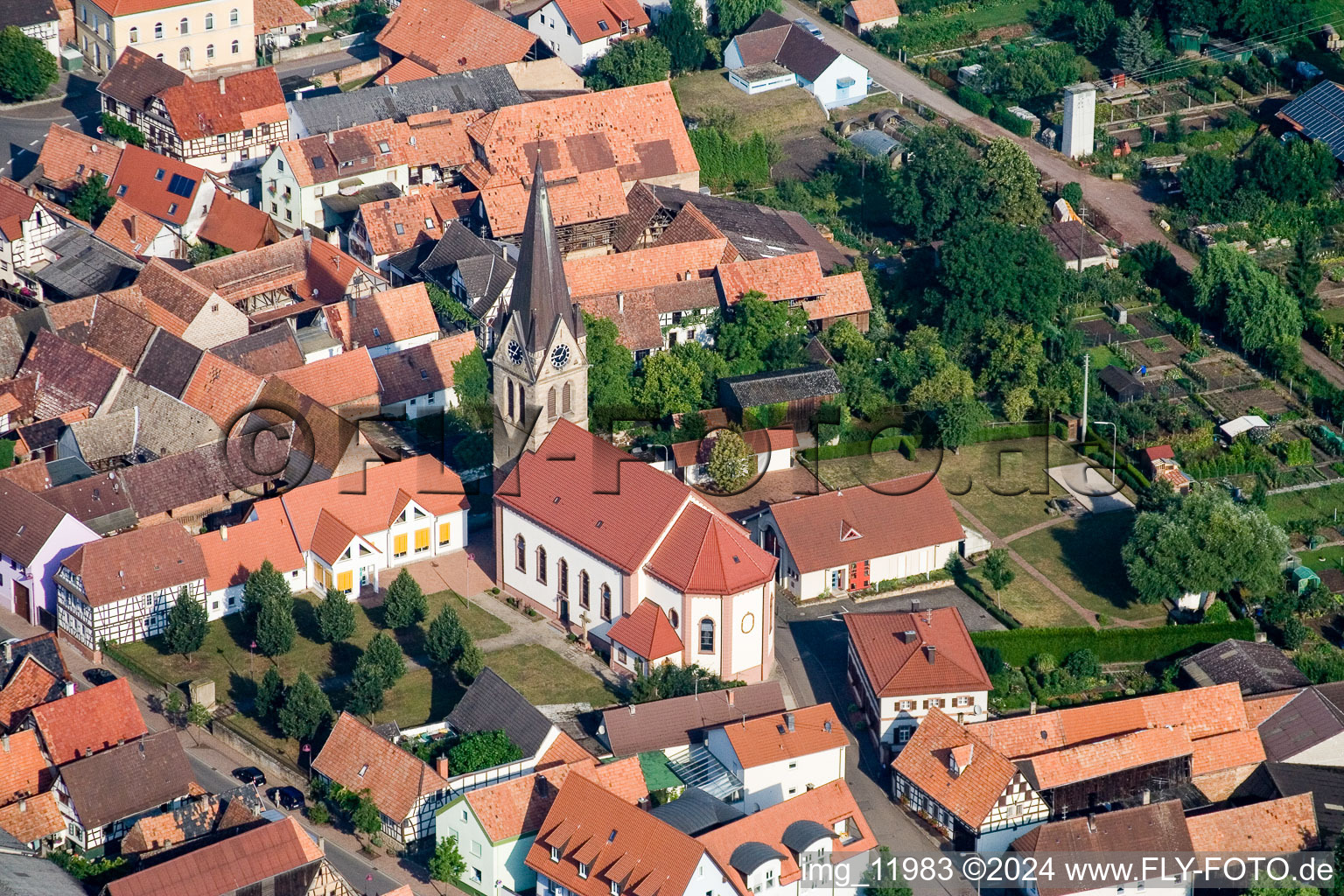 Aerial view of Steinweiler in the state Rhineland-Palatinate, Germany