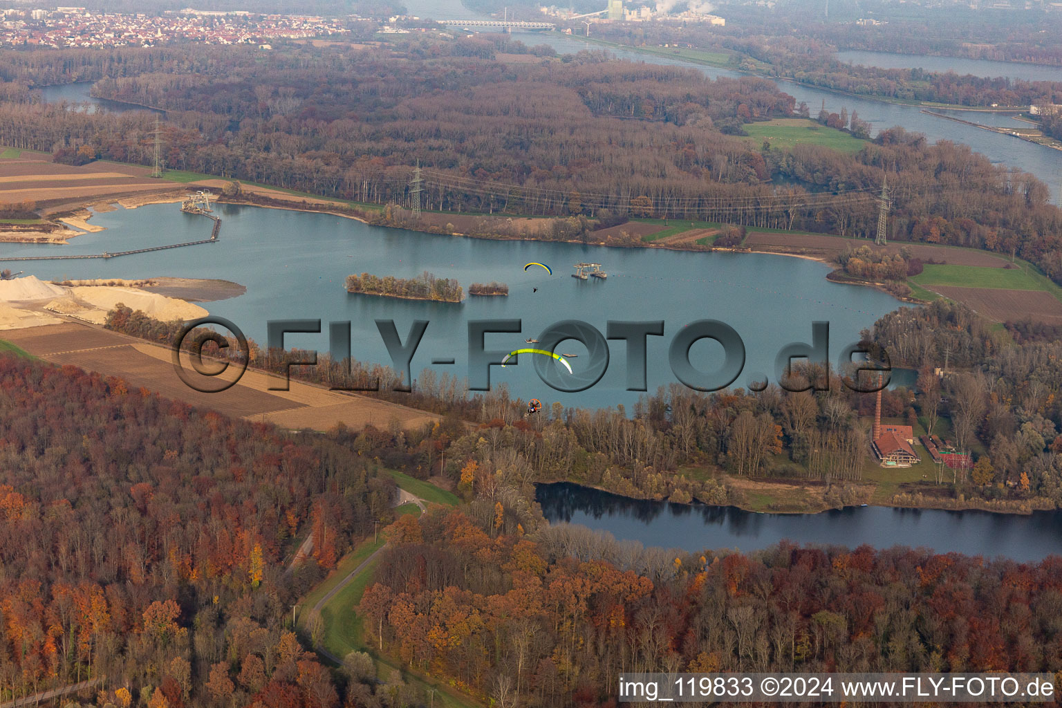 Oblique view of Hagenbach in the state Rhineland-Palatinate, Germany