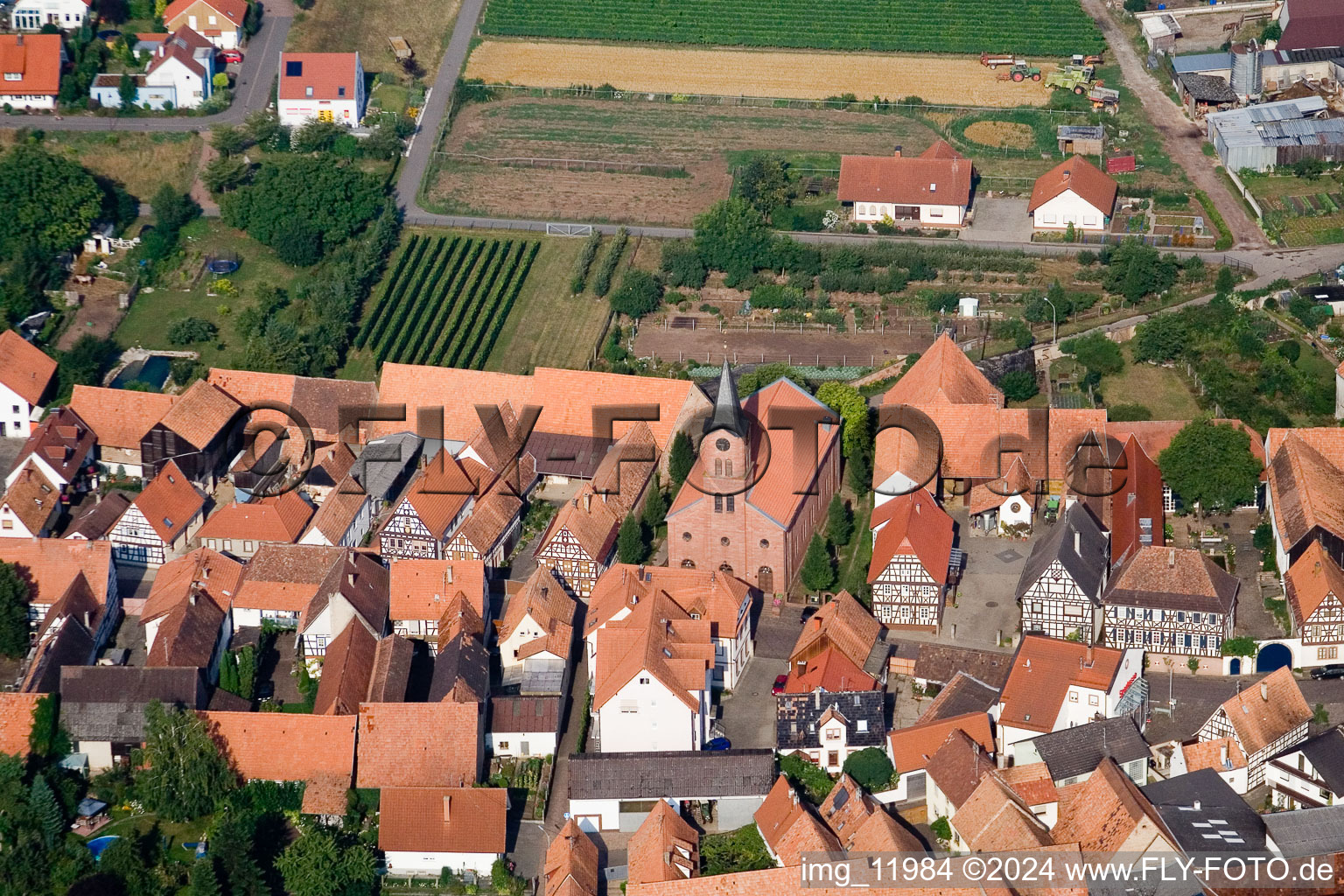 Aerial photograpy of Steinweiler in the state Rhineland-Palatinate, Germany