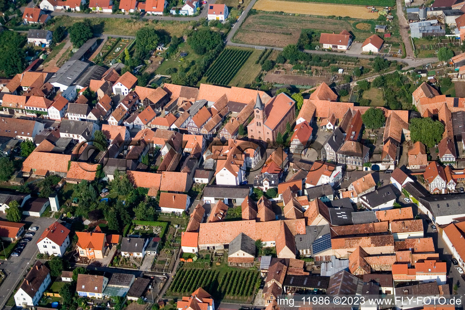 Steinweiler in the state Rhineland-Palatinate, Germany from above