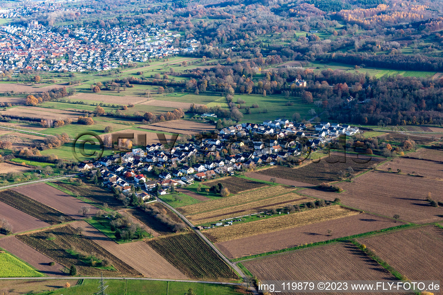 District Förch in Rastatt in the state Baden-Wuerttemberg, Germany viewn from the air
