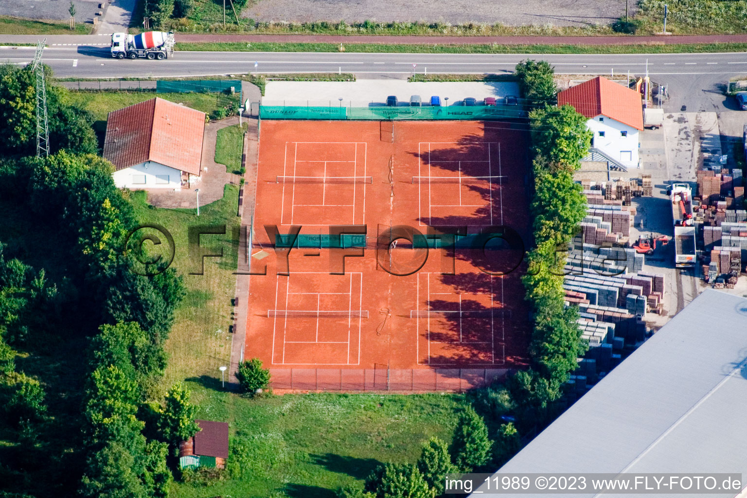 Aerial view of Tennis club in Rohrbach in the state Rhineland-Palatinate, Germany